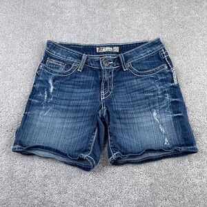 BKE Jean Shorts Womens 26 Blue Denim Stella Low Rise‎ Distressed Stretch Denim